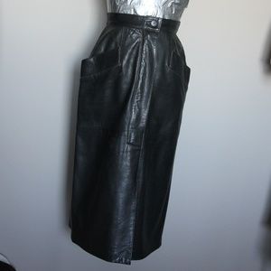 Vintage Black Danier Leather Skirt